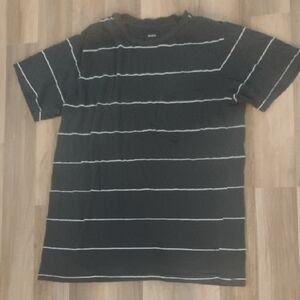 RVCA Black T-Shirt with Thin White Stripes